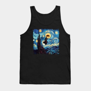 Girl with an Umbrella starry night Tank Top